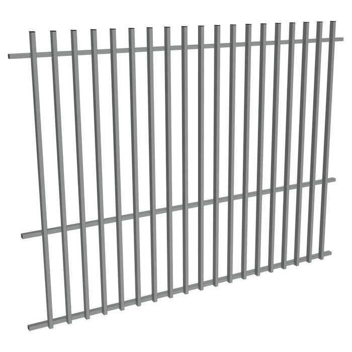 ProtectorAl 2400W x 1800H Palladium Silver Aluminium Batten Pool Fence Panel with Mid Rail