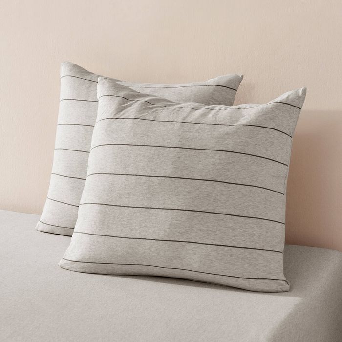 Dreamaker Jersey Luxe 100% Cotton European Pillowcase Twin Pack Oatmeal