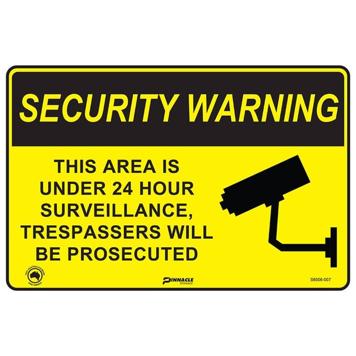 Pinnacle 300 x 200mm Poly Security Warning 24 Hour Surveillance Sign