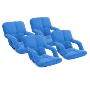 SOGA 4 Pack Adjustable Foldable Floor Recliner Chairs with Armrests Blue