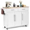 Costway Large Kitchen Island Trolley w/ Towel Rack White