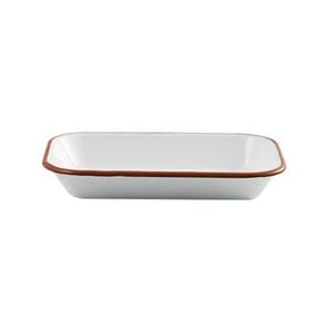 Urban Style Enamelware 14cm Pickle Tray w/ Red Rim - White