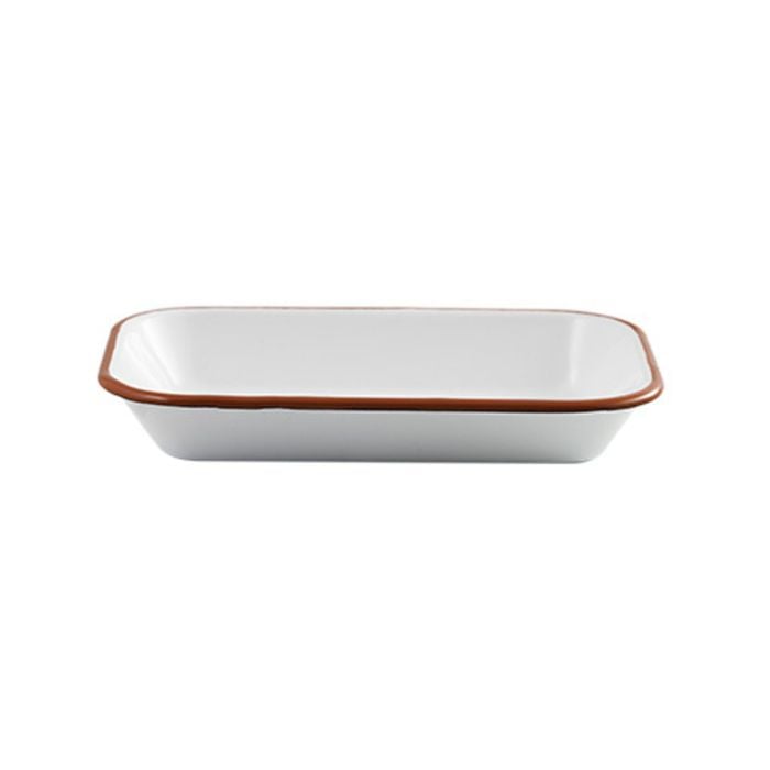 Urban Style Enamelware 14cm Pickle Tray w/ Red Rim - White