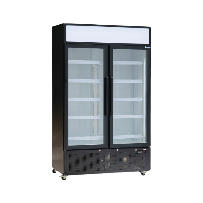 Exquisite Two Glass Doors Upright Display Refrigerators Black 850 Litre