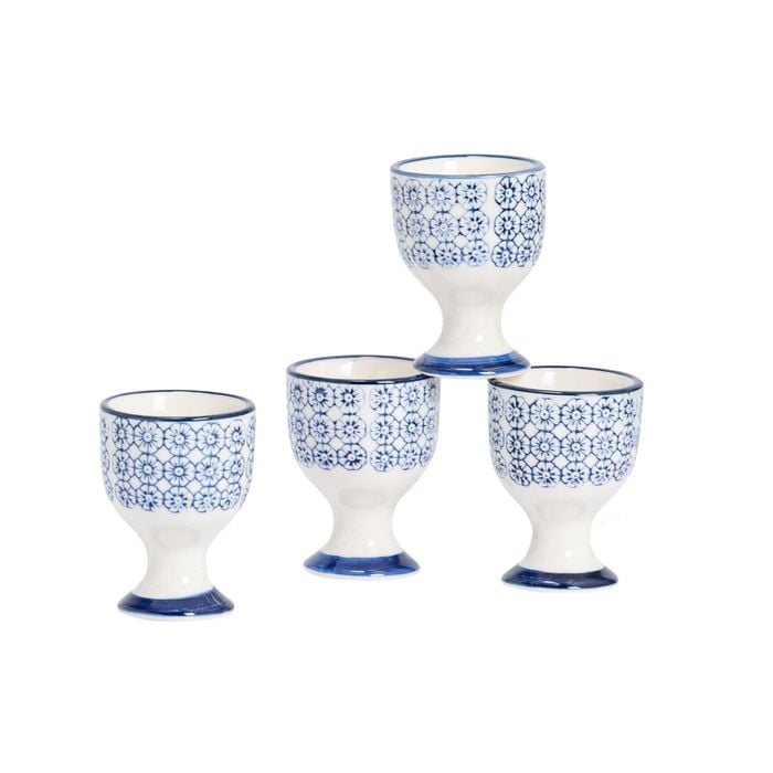 Nicola Spring Hand Printed Porcelain Egg Cups - Pack of 4