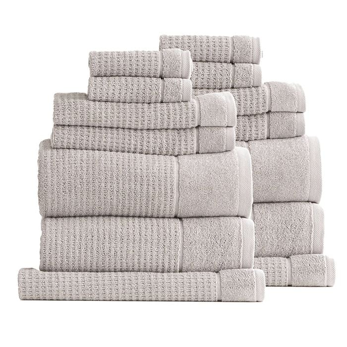 14pc Renee Taylor Cambridge Textured Bath/hand/face Towel Pumice Stone