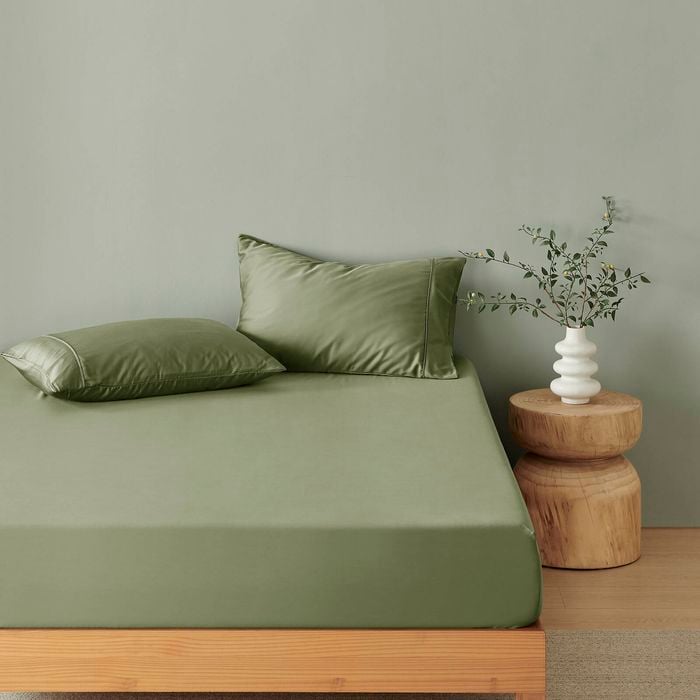 Natural Home Bamboo Fitted Sheet Set Eucalyptus Double Bed
