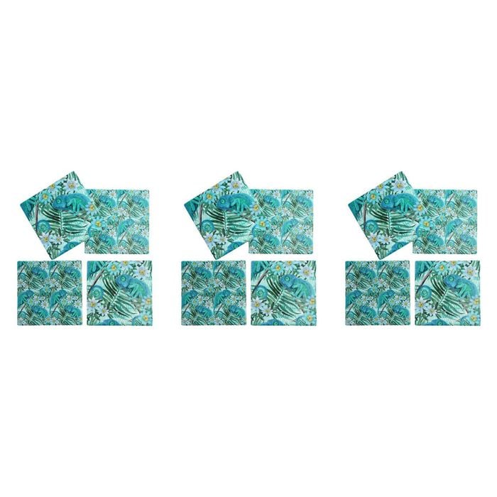 3x 4pc LVD Porcelain Coasters Tropical Camelon Home/Kitchen Decor 10cm Square