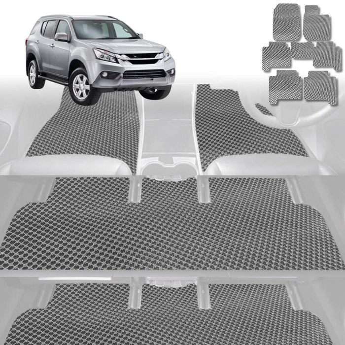 6D Diamond Car Floor Mats for Isuzu MU-X 2013-2020-Ultimate Set-Grey-Outback GT