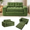 Ufurniture 142cm Convertible 2 Seater Sofa Bed W/ 2 Pillow Boneless Corduroy Loveseat Floor Sleeper Sofa Green
