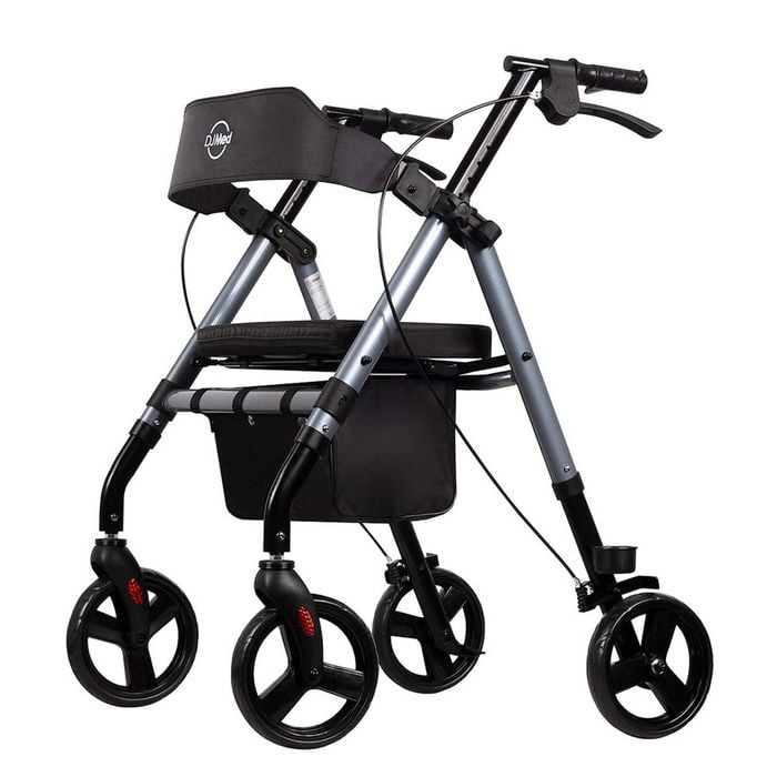 Rollator Mobility Walker With Seat And Padded Backrest - Midnight