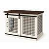 Paws and Willow Single Arctic White with Espresso Top Wooden Dog Crate Barn Doors with Mesh