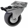 Easyroll 75mm Grey Rubber Swivel Plate Plus Brake Castor