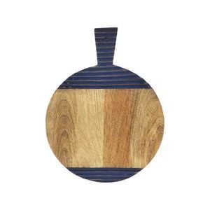 Urban 40cm Ripple Mango Wood Board Cutting/chopping Block - Natural/blue
