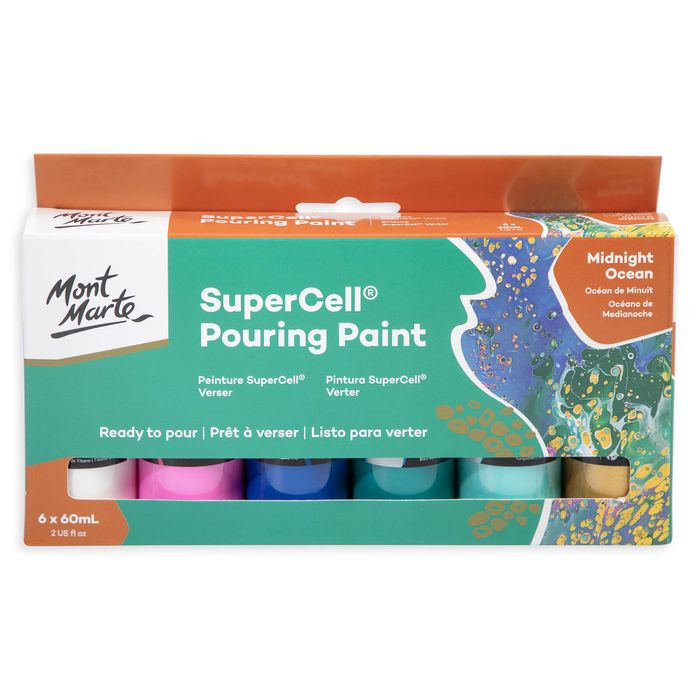 Mont Marte 60mL x 6 Piece Midnight Ocean SuperCell Pouring Paint Set