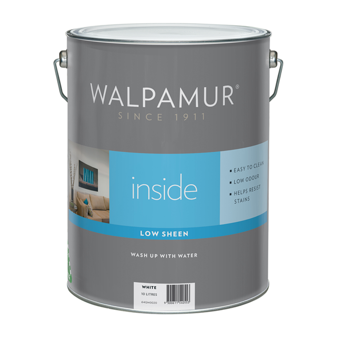 Walpamur Inside 10L White Low Sheen Interior Paint