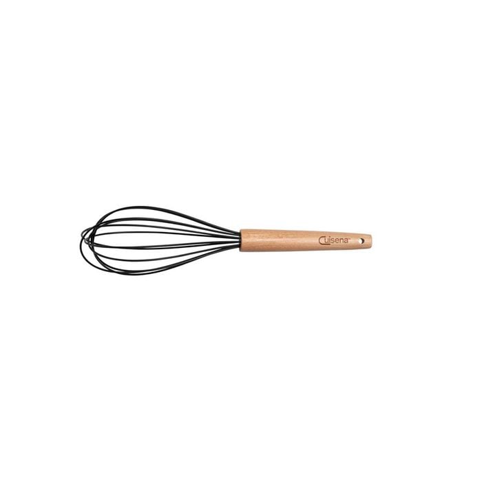 Cuisena 26cm Beech Wood Silicone Whisk Kitchen Utensil - Black