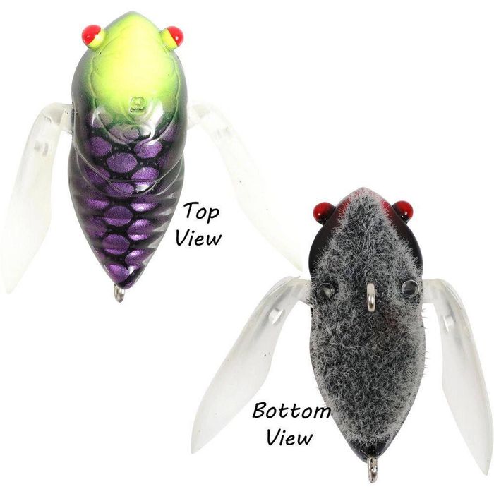 Atomic Hardz Cicada 47mm Surface Topwater Fishing Lure Fur bottom Black