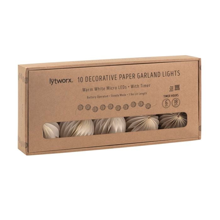 Lytworx Warm White Paper Garland Lights - 10 Pack