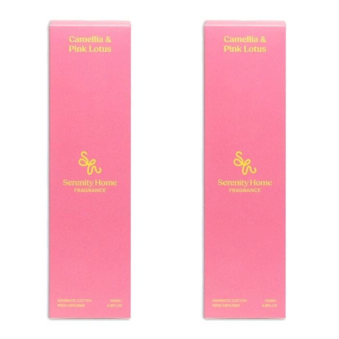 2PK Serenity Camilla Pink Lotus Scent Home Fragrance Reed Diffuser Bottle 200mL