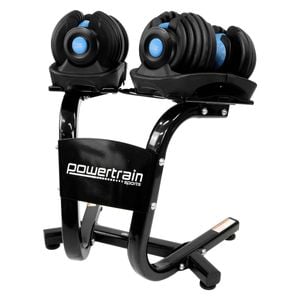 Powertrain  48kg Adjustable Dumbbells Set Home Gym Exercise Free Weights Stand - Blue