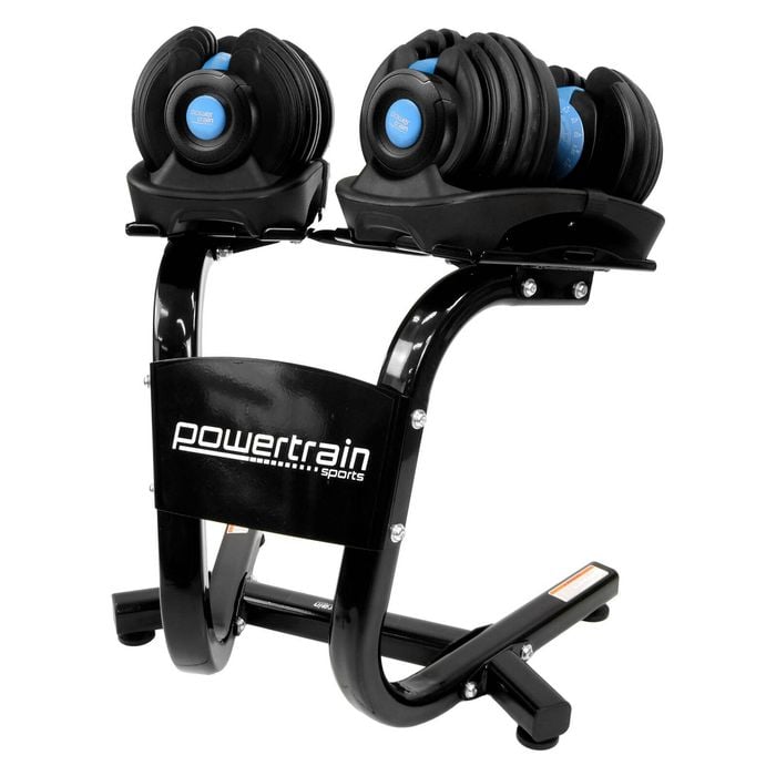 Powertrain  48kg Adjustable Dumbbells Set Home Gym Exercise Free Weights Stand - Blue