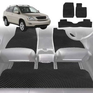 6D Diamond Car Floor Mats for Lexus RX (GSU35)2003-2009-Full Set-Black-Outback GT