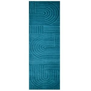 Contemporary Handwoven Wool Rug-Unity 6230-Turquoise-80x300cm