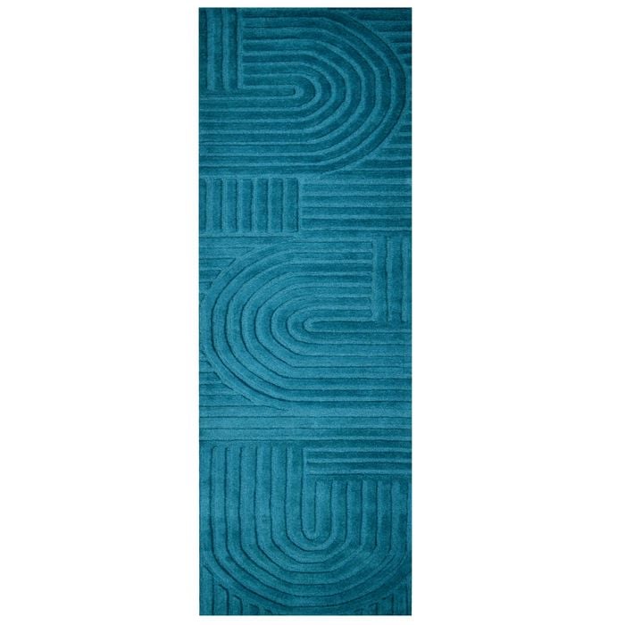 Contemporary Handwoven Wool Rug-Unity 6230-Turquoise-80x300cm