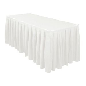 Just Party Linen White Table Skirt Box Pleat Polyester (5.2m)