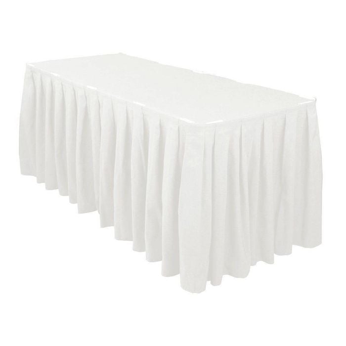 Just Party Linen White Table Skirt Box Pleat Polyester (5.2m)