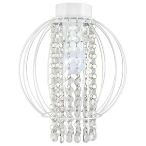 Brilliant 25 x 28cm Hedy White Cage And Clear Bead Batten Fixture