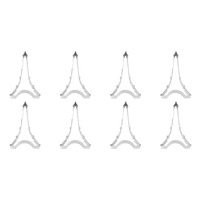 8PK R&M Eiffel Tower Cookie Cutter Polyresin Coated Steel 11cm - White