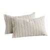 Dreamaker Rumi Washed Cotton Standard Pillowcase Twin Pack White With Olive Stripe