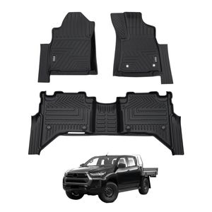 AUSGO Car Floor Mats for Toyota Hilux Hilux Hybrid/EV Dual Cab 2024-Onwards All-Weather Floor Liners