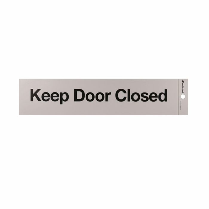 Sandleford 245 x 58mm Keep Door Closed Self Adhesive Sign