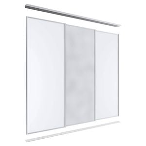 Lugna 2400 x 1801-2700mm Clear Anodised 1 Mirror 2 Melamine Wardrobe Triple Sliding Doors