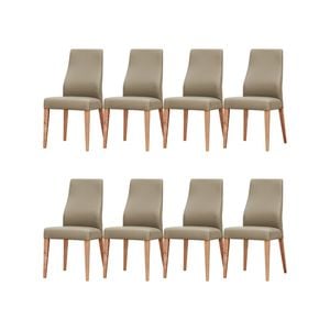 Rosemallow Dining Chair Set of 8 PU Leather Seat Solid Messmate Timber - Silver