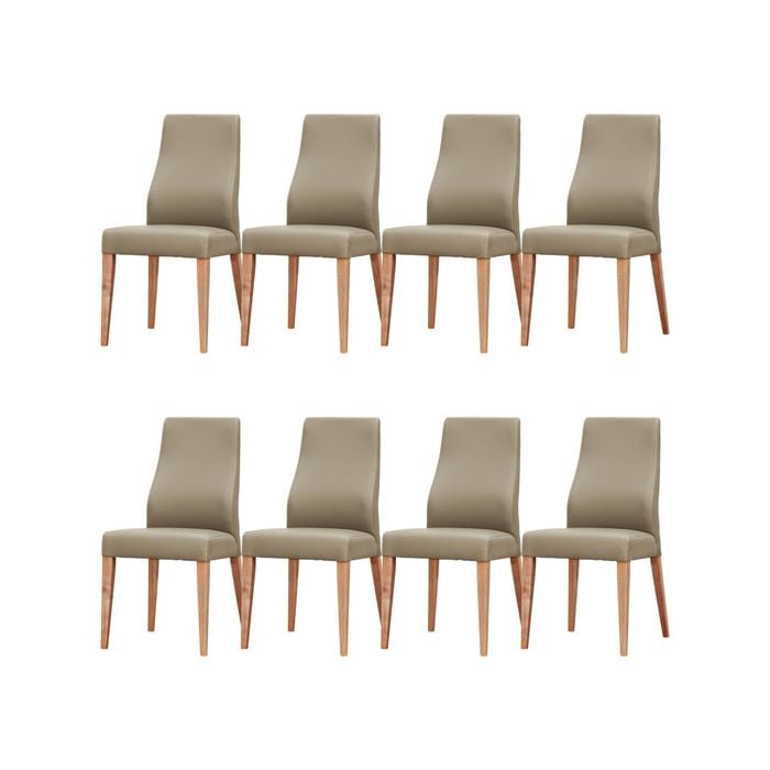 Rosemallow Dining Chair Set of 8 PU Leather Seat Solid Messmate Timber - Silver