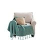 SOGA Green Knitted Throw Blanket with Tassel Fringe