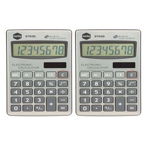 2x Marbig 8 Digit Handheld Calculator Home/office/school W/ Large Display Silver