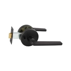 Schlage Matte Black Medio Plus Series Alba Privacy Lever Set with QuickFix