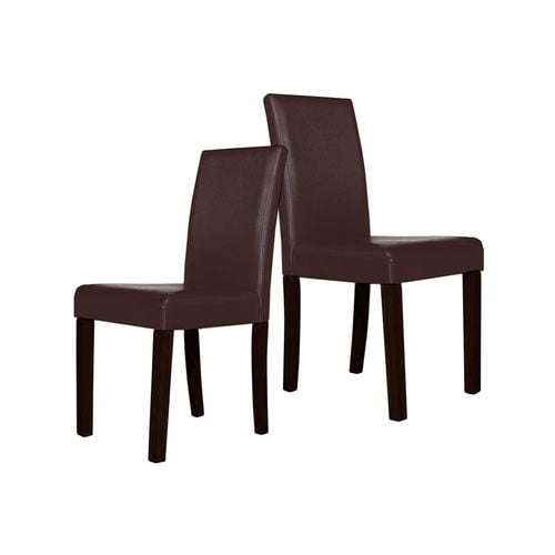 2x Wooden Frame Black Leatherette Dining Chairs with Solid Pine Legs