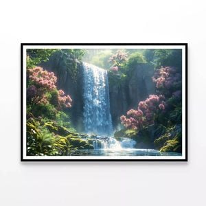 View of Waterfall in the Jungle  Print 100% Australian Made 90x60cm  (Poster)
