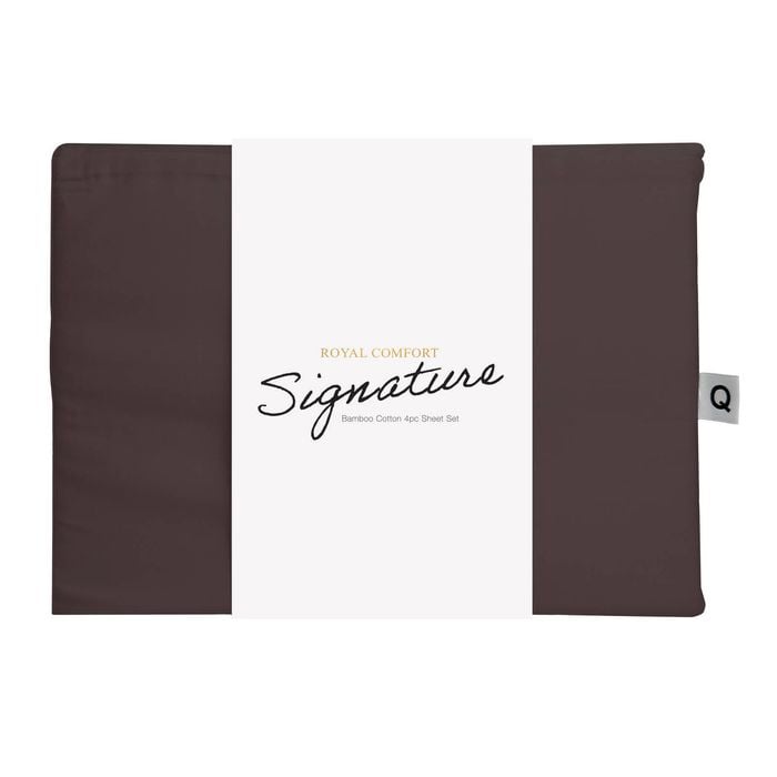Royal Comfort Signature Bamboo Cotton Sheet Set Premium Bedding Espresso Single