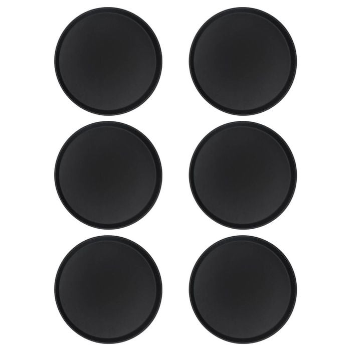 Argon Tableware Round Serving Trays - 45.5cm Reusable Non Slip Stackable Rubberized Surface Platter Food Drinks Tray - Set Of 6