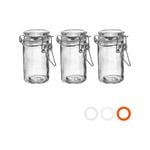 Argon Tableware Glass Storage Jars with Airtight Clip Lid - 70ml Set - Pack of 3