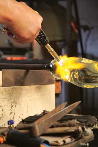 A Tradeflame torch used to shape glass
