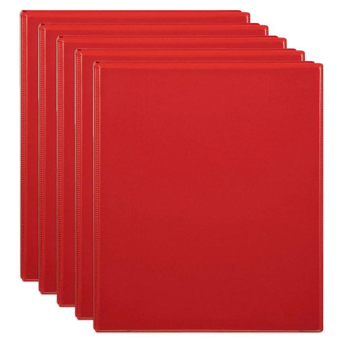 5x Marbig Clearview 4 D-ring Insert Binder A4 File 25mm Document Organiser Red