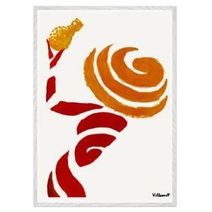 Galrie Bernard Villemot Orange Swirl Abstract Art Print for Modern Decor, White Frame, A2 42 x 60cm (16 x 24inch)